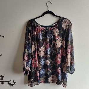 Sheer floral blouse